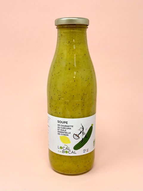 Soupe courgette curcuma zeste de citron